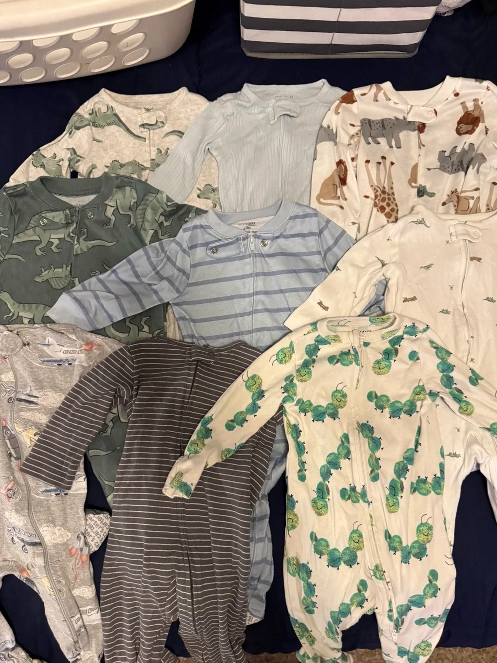 Assorted Baby Zippered Sleepers - Neutral & Animal Prints